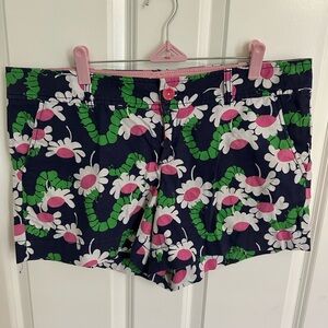 Lilly Pulitzer Blue and Green Bermuda Shorts Vibrant Floral Design